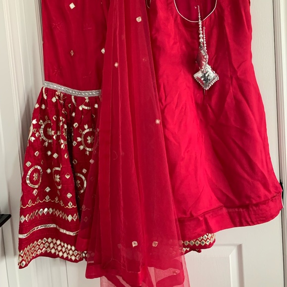 Magenta Hot Pink Gharara Sharara Punjabi Indian Salwar Kameez Party Wear - Picture 4 of 4